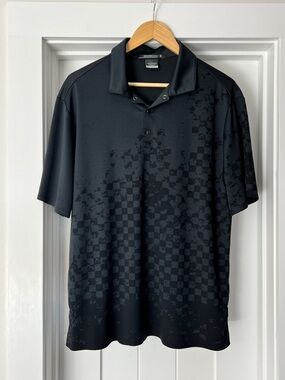 Nike Tiger Woods Platinum Black Men's Polo Shirt with Subtle Checker Pattern
